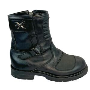 X Element Riding Engineer Black Leather Zipper Closure Motorcycle Boots Size 10